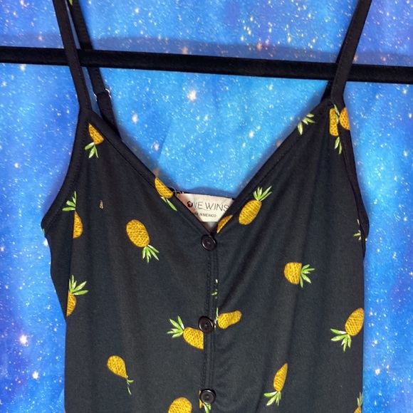 6/$40 Love Wins Black Cotton Tank Top with a Pineapple Printed Pattern - Size XS - Picture 2 of 6